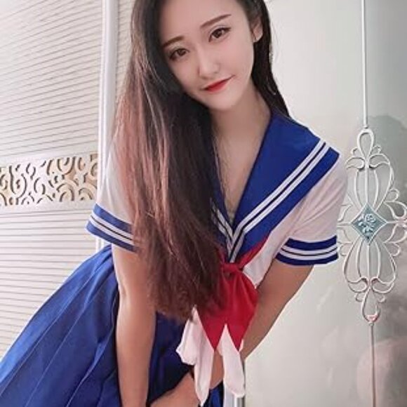 Japanese Anime Schoolgirl Sailor Skirt Uniform Seifuku Socks Bow Set Small - Picture 2 of 6